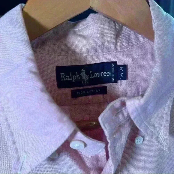 VTG Ralph Lauren Men's  Pink Oxford Button Down  16 1/12 -‎ 34 - Picture 4 of 5